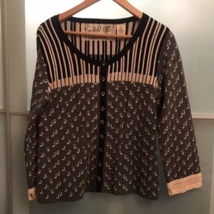 Anthropologie Field & Flower cardigan sweater with charming lace detail